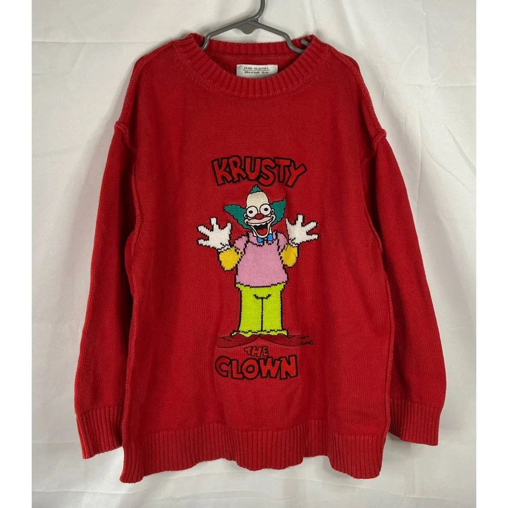 Zara Kids The Simpsons Krusty the Clown Red Knit Sweater Size 9-10 Years 140 CM